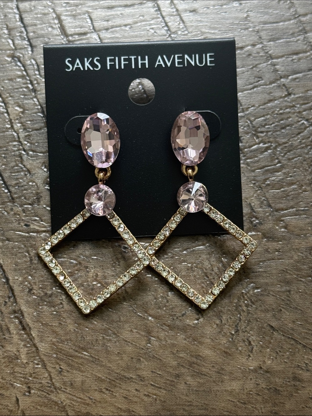 Saks Fifth Avenue Rose Crystal Drop Open-Square Earrings